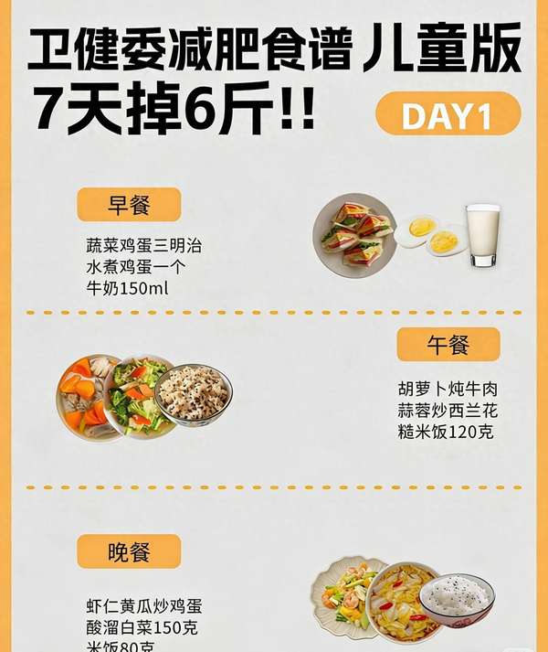 国家卫健委2025减肥食谱书籍(官方卫健委7天儿童减肥食谱，稳掉6斤还科学不伤身)